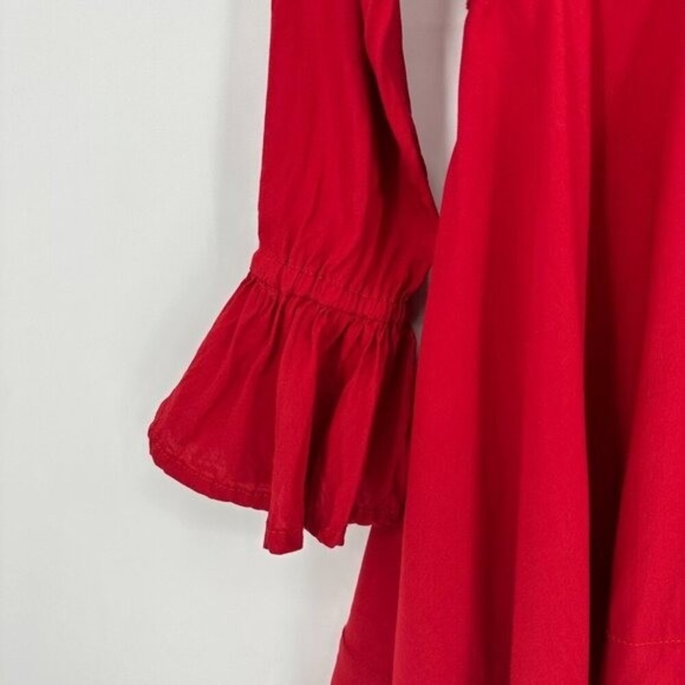 Cleobella Long Sleeve Ruffle Mini Dress Red Small - Picture 3 of 10